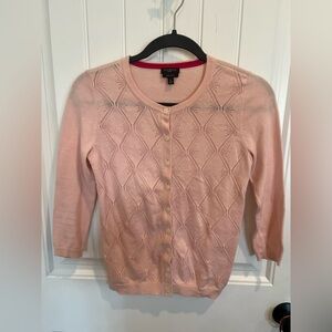 Talbots Petites  Pink Pointelle Button-Front Cardigan Sweater P